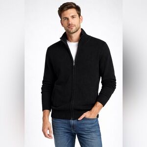 Men's Black Double Zip Sweater Cardigan
